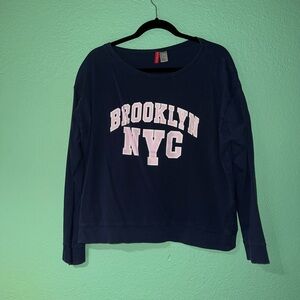 H&M Navy Sweatshirt with Pink letters ‘Brooklyn NYC’